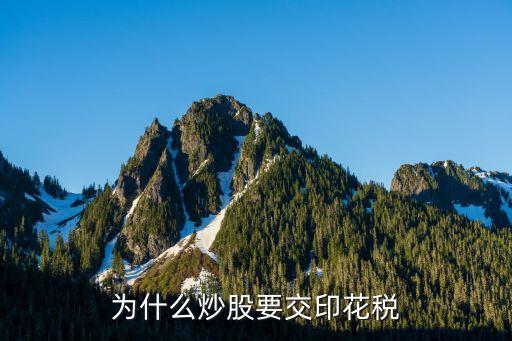 為什么股票要收印花稅，為什么買股票要支付印刷稅賣出也是要收印花稅