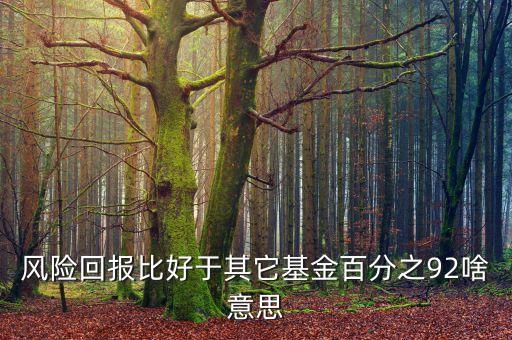 基金風(fēng)險(xiǎn)收益比看什么意思，5日風(fēng)險(xiǎn)收益比是什么意思