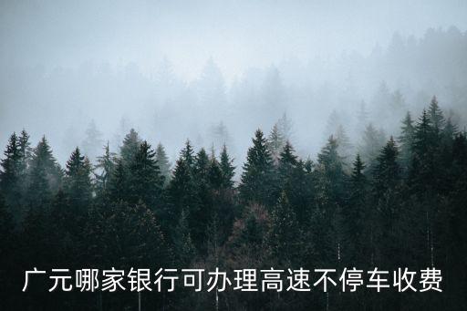 廣元etc怎么辦理，廣元哪家銀行可辦理高速不停車收費(fèi)