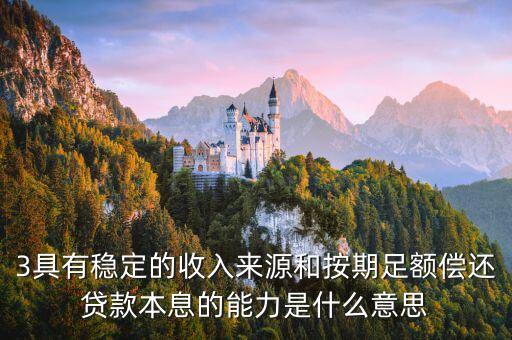 什么是按時(shí)足額還款，3具有穩(wěn)定的收入來(lái)源和按期足額償還貸款本息的能力是什么意思