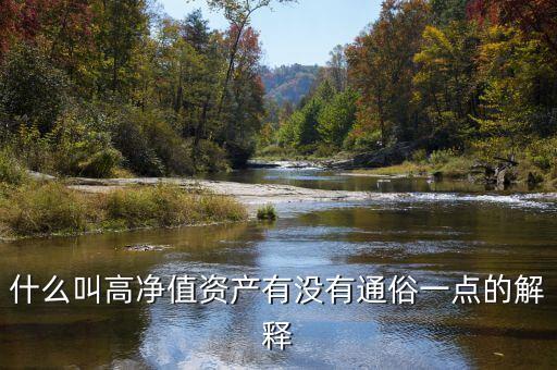 高凈值是什么意思，什么叫高凈值資產(chǎn)有沒有通俗一點的解釋