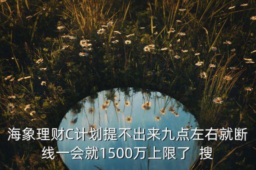 海象理財(cái)C計(jì)劃提不出來九點(diǎn)左右就斷線一會(huì)就1500萬上限了  搜