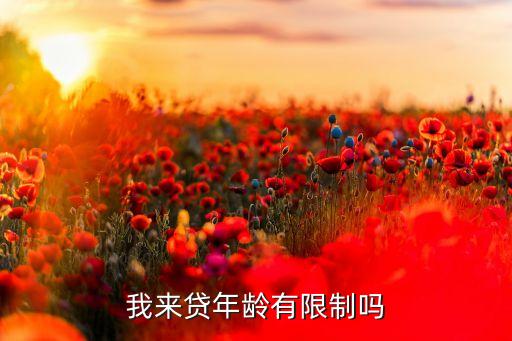 我來(lái)貸年齡有限制嗎