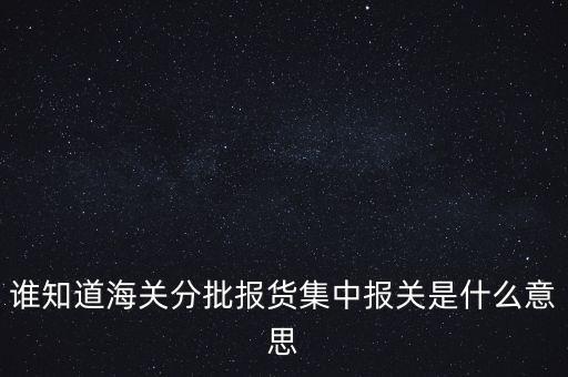 誰知道海關(guān)分批報貨集中報關(guān)是什么意思