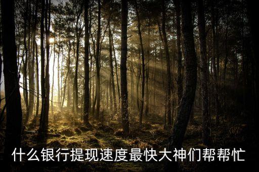 什么銀行提現(xiàn)速度最快大神們幫幫忙
