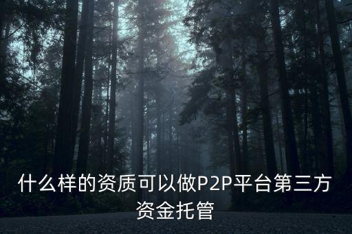 資金托管需要什么資質(zhì)，什么樣的資質(zhì)可以做P2P平臺第三方資金托管