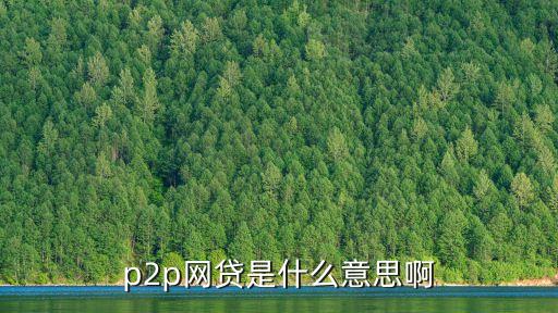 p2p網(wǎng)貸是什么意思啊