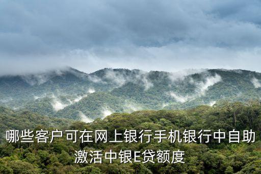 哪些客戶可在網(wǎng)上銀行手機(jī)銀行中自助激活中銀E貸額度