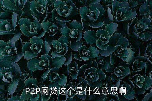p2p網(wǎng)絡借貸是什么意思，p2p網(wǎng)貸是什么意思