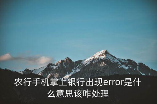 農(nóng)行手機(jī)掌上銀行出現(xiàn)error是什么意思該咋處理