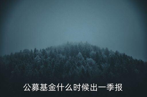 公募基金什么時(shí)候出一季報(bào)