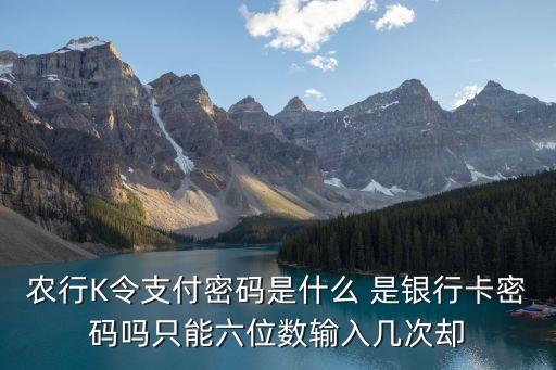 農(nóng)行K令支付密碼是什么 是銀行卡密碼嗎只能六位數(shù)輸入幾次卻