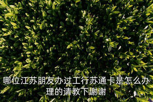 信用卡什么叫做蘇通卡，哪位江蘇朋友辦過工行蘇通卡是怎么辦理的請(qǐng)教下謝謝