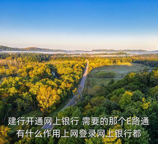 建行開通網(wǎng)上銀行 需要的那個(gè)E路通有什么作用上網(wǎng)登錄網(wǎng)上銀行都