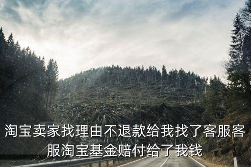 淘寶基金賠付是什么，淘寶賣家找理由不退款給我找了客服客服淘寶基金賠付給了我錢