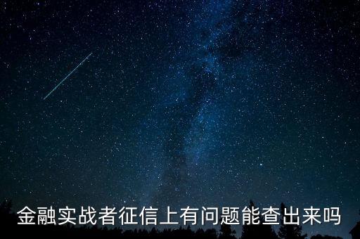 金融實戰(zhàn)者征信上有問題能查出來嗎