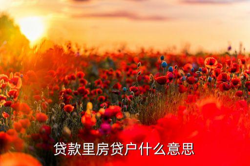 貸款里房貸戶什么意思