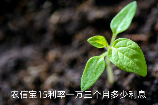 農(nóng)信寶是什么意思，農(nóng)信寶15利率一萬三個月多少利息