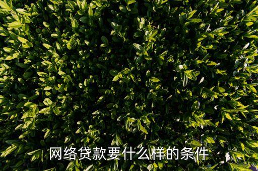 網(wǎng)絡(luò)貸款要什么樣的條件