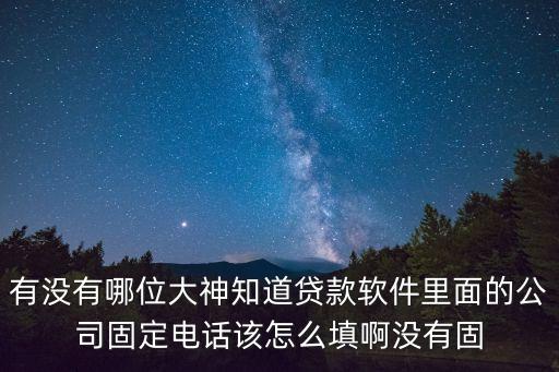 有沒有哪位大神知道貸款軟件里面的公司固定電話該怎么填啊沒有固