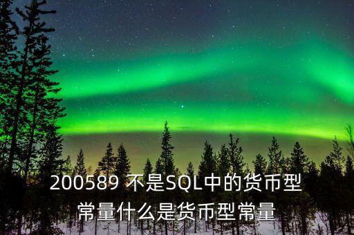 200589 不是SQL中的貨幣型常量什么是貨幣型常量