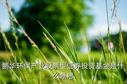鵬華環(huán)保產(chǎn)業(yè)股票型證券投資基金是什么意思
