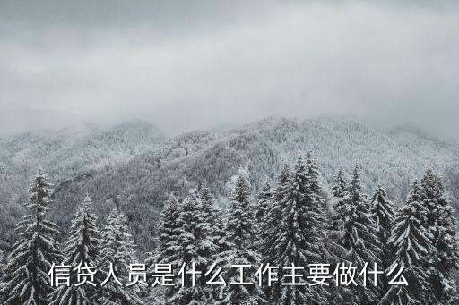 信貸人員是什么工作主要做什么