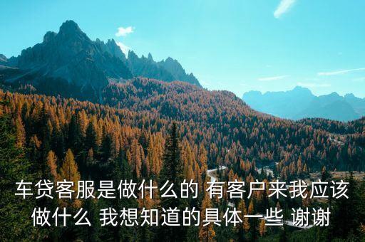 車貸客服是做什么的 有客戶來我應(yīng)該做什么 我想知道的具體一些 謝謝