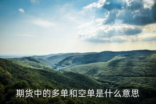 期貨的空單是什么意思，期貨中的多單和空單是什么意思