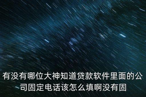 有沒有哪位大神知道貸款軟件里面的公司固定電話該怎么填啊沒有固