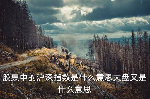 股票中的滬深指數(shù)是什么意思大盤又是什么意思
