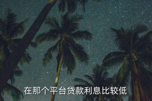 在那個(gè)平臺(tái)貸款利息比較低