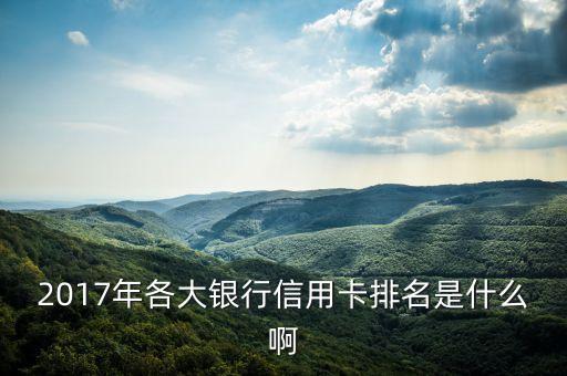 2017年各大銀行信用卡排名是什么啊