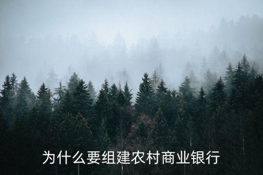 為什么要成立農(nóng)商銀行，為什么要組建農(nóng)村商業(yè)銀行