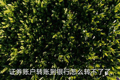 證券賬戶轉(zhuǎn)賬到銀行怎么轉(zhuǎn)不了了