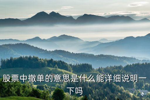 撤單成交是什么意思，股票撤單是啥意思
