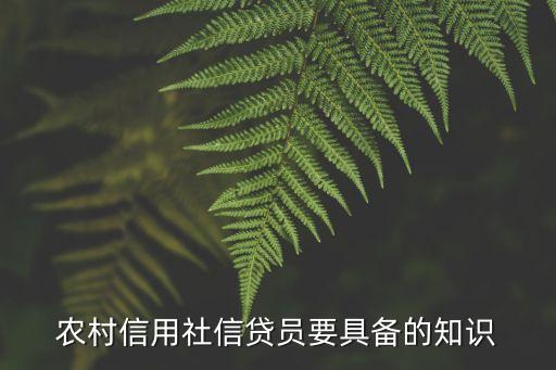 農(nóng)村信用社信貸員要具備的知識