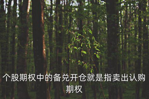 個股期權(quán)中的備兌開倉就是指賣出認(rèn)購期權(quán)