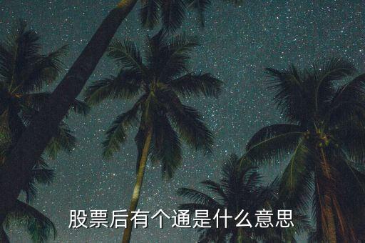 股票上的通是什么意思是什么意思是什么，股票后有個通是什么意思