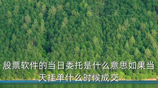 股票軟件的當日委托是什么意思如果當天掛單什么時候成交