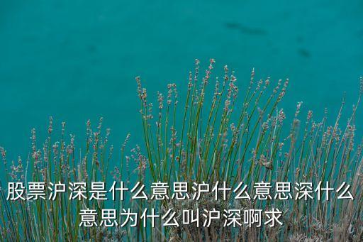 股票滬深是什么意思滬什么意思深什么意思為什么叫滬深啊求