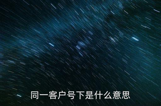 同一客戶號下是什么意思