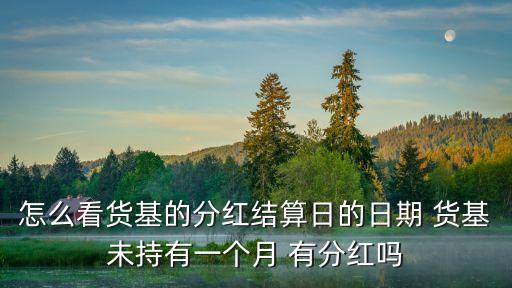 怎么看貨基的分紅結算日的日期 貨基未持有一個月 有分紅嗎
