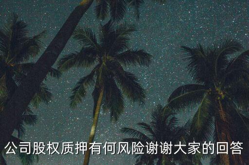 公司股權(quán)質(zhì)押有何風(fēng)險謝謝大家的回答