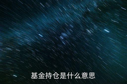 基金持倉(cāng)是什么，基金術(shù)語(yǔ)持倉(cāng)是什么意思啊重倉(cāng)呢...