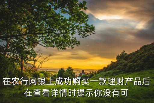 在農(nóng)行網(wǎng)銀上成功購買一款理財產(chǎn)品后在查看詳情時提示你沒有可