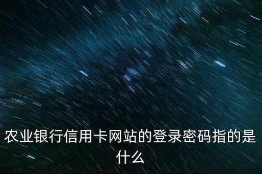 農(nóng)業(yè)銀行信用卡網(wǎng)站的登錄密碼指的是什么