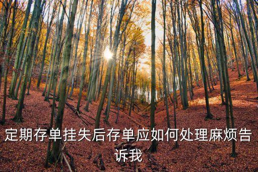 定期存單掛失后存單應如何處理麻煩告訴我