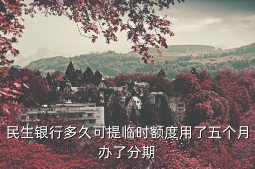 民生臨時(shí)什么時(shí)候給，民生銀行多久可提臨時(shí)額度用了五個(gè)月辦了分期