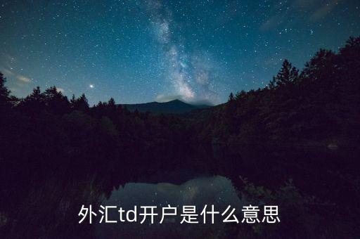 外匯td開戶是什么意思
